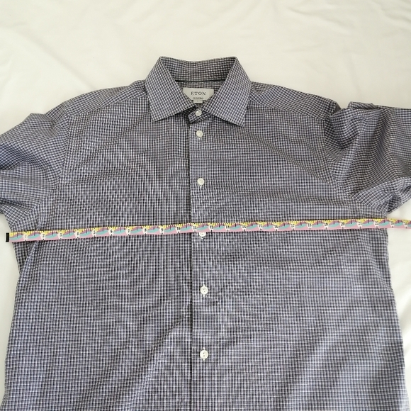 Eton Contemporary Fit Plaid Button Up Dress Shirt 16 Large - Picture 13 of 16